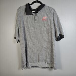 Lee Detroit Red Wings Spell Out Polo Shirt Black Vintage 90s Mens 2XL Zigzag NHL